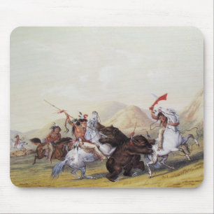 George Catlin - Attacking the Grizzly Bear Mouse Pad
