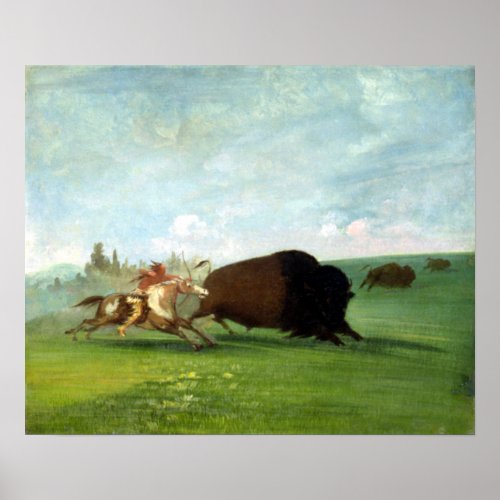 George Catlin Buffalo Chase a Single Death Poster