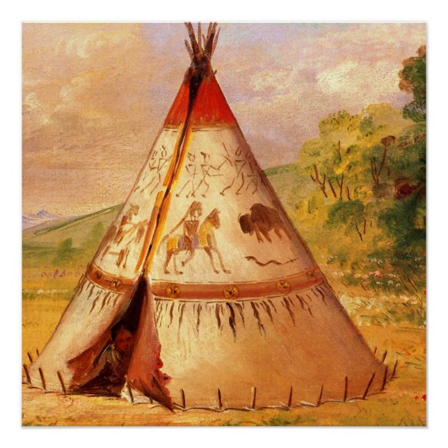George Catlin, Indian Wigwam, American Frontier Poster (Front)