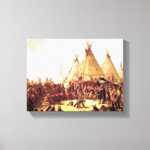 George Catlin _ Sioux Native American War Painting Canvas Print