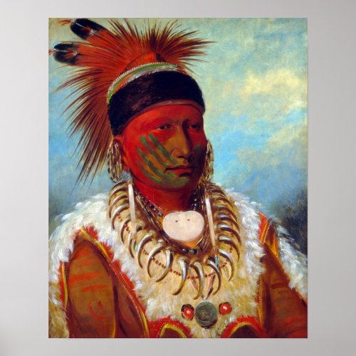 George Catlin The White Cloud Head Chief Poster