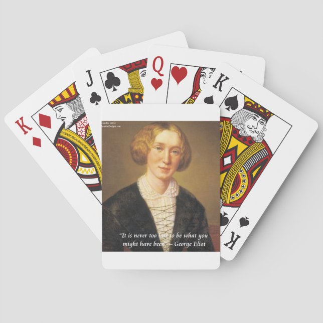 George Eliot "Never Too Late" Quote Poker Cards (Back)