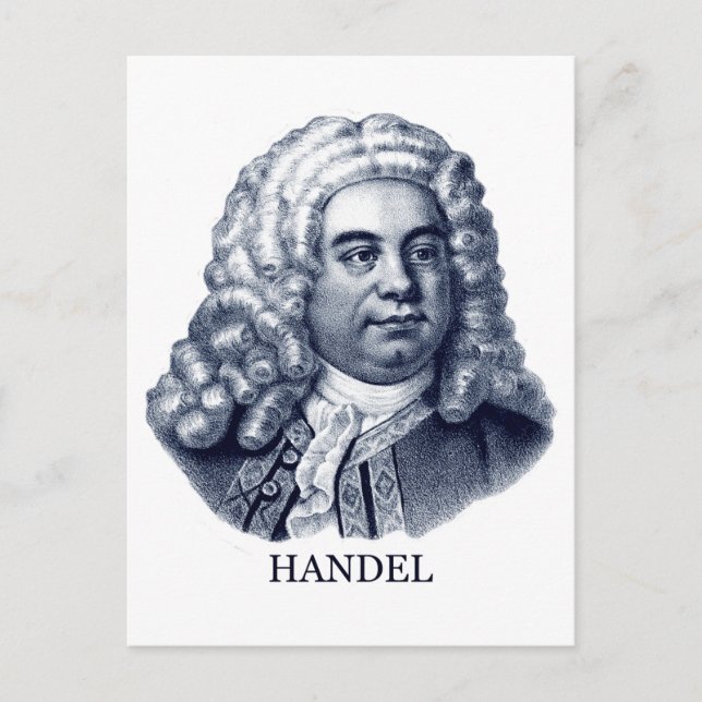 George Frideric Handel, blue Postcard (Front)