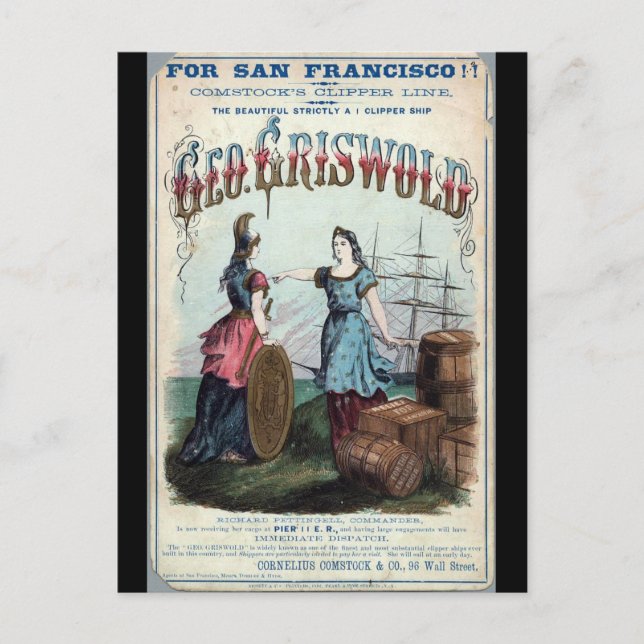 George Griswold Clipper sailing ship 1863 Postcard (Front)
