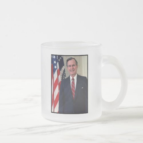 George H Bush Frosted Glass Coffee Mug