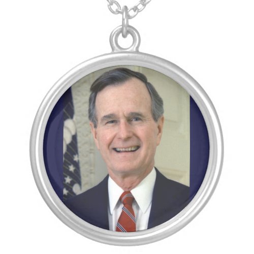 George H W Bush 41st President Silver Plated Necklace