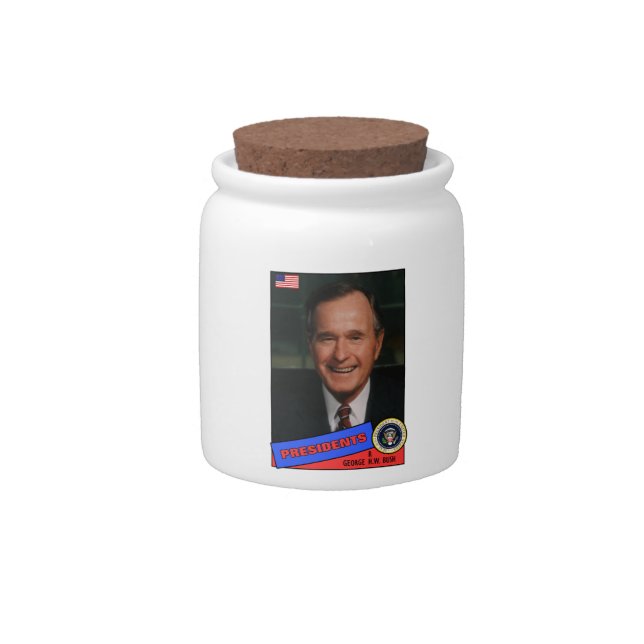 George H.W. Bush Baseball Card Candy Jar (Front)