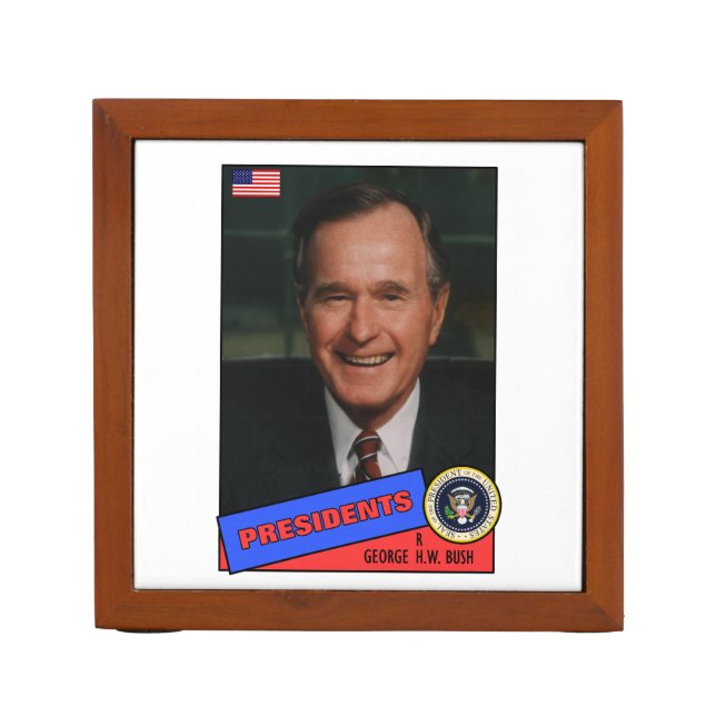 George H.W. Bush Baseball Card Desk Organizer (Front)