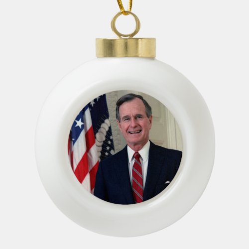 George H W Bush Ceramic Ball Christmas Ornament