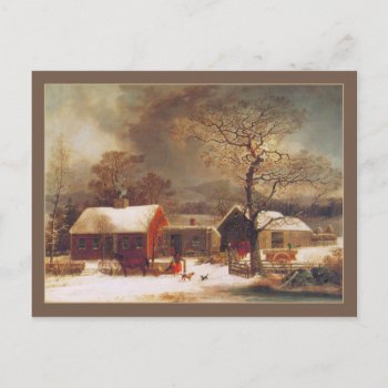 George Henry Durrie Christmas Winter In New Haven Postcard by lazyrivergreetings at Zazzle
