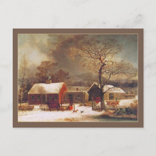 George Henry Durrie Christmas Winter in New Haven Postcard