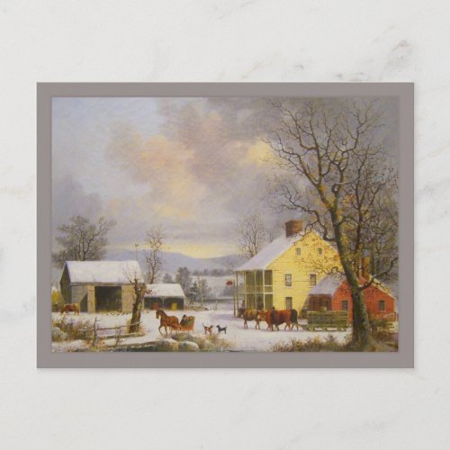 George Henry Durrie Rustic Winter in the Country Postcard