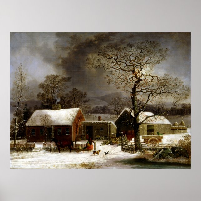 George Henry Durrie Winter Scene in New Haven Poster (Front)