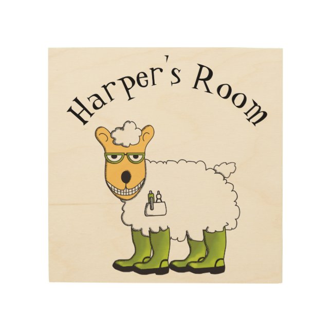 George - he's a little sheepish kid's room sign (Front)