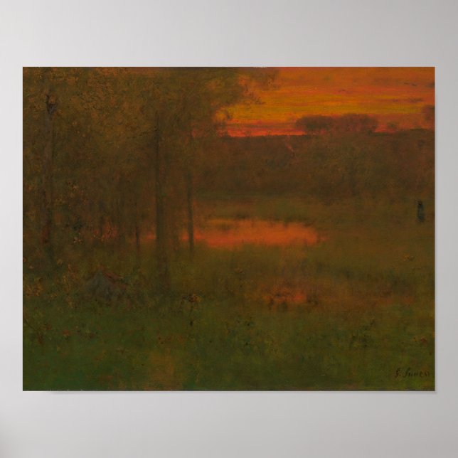 George Inness - Landscape, Sunset Poster (Front)