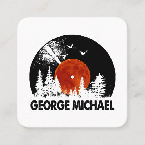 George Name Record Music Forest Gift  Square Business Card