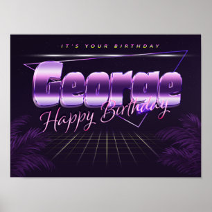 George Name Vorname lila retro Poster Geburtstag