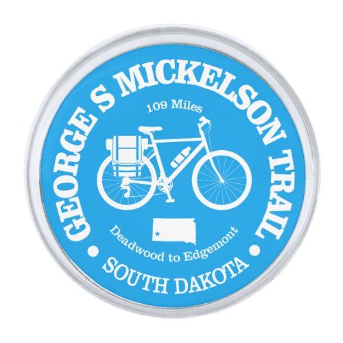 George S Mickelson Trail cycling Silver Finish Lapel Pin