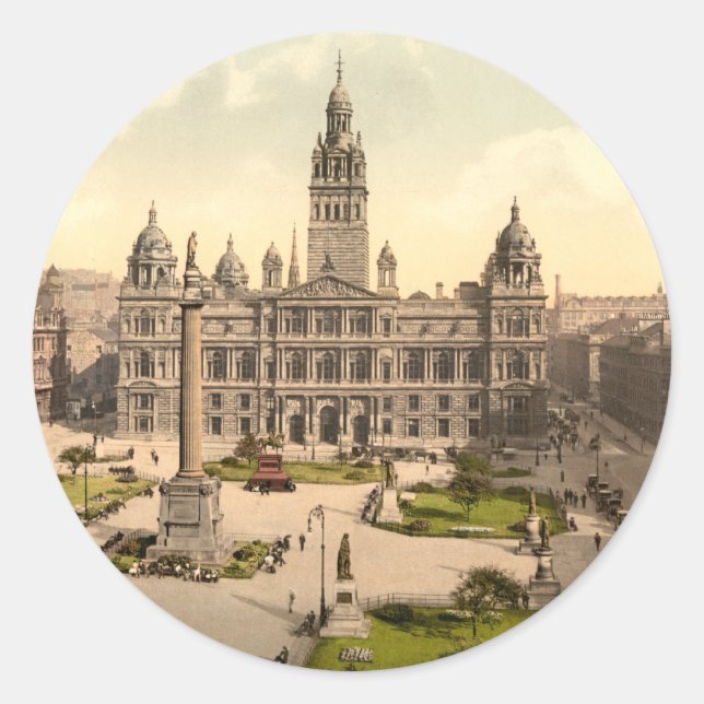 George Square, Glasgow, Scotland Classic Round Sticker (Front)