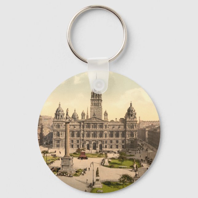 George Square, Glasgow, Scotland Keychain (Front)