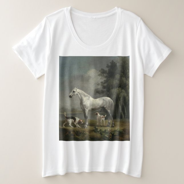 George Stubbs - A Dapple Grey Hunter Plus Size T-Shirt (Design Front)