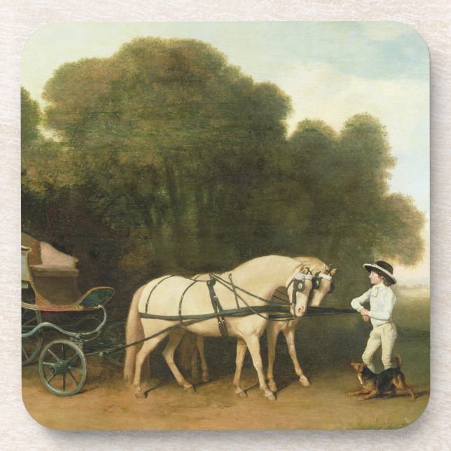 George Stubbs | A Phaeton with a Pair of Cream Pon Drink Coaster (Front)