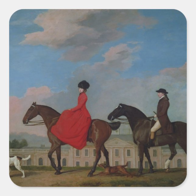 George Stubbs | John and Sophia Musters riding at  Square Sticker (Front)