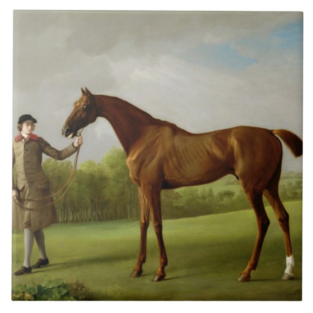 George Stubbs | Lustre, held by a Groom, c.1760-62 Ceramic Tile (Front)