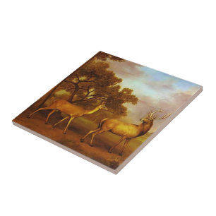 George Stubbs- Red Deer Stag and Hind Tile