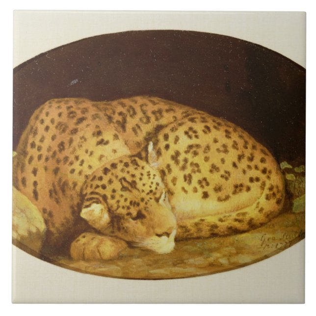 George Stubbs | Sleeping Leopard, 1777 (enamel on  Ceramic Tile (Front)