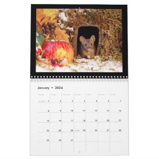 the mouse in a log pile House 2022 calendar Zazzle