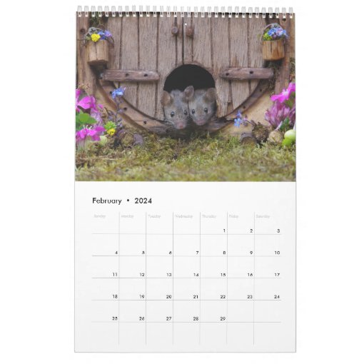 the mouse in a log pile house 2022 new calendar Zazzle
