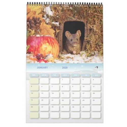 George the mouse in a log pile House calendar new