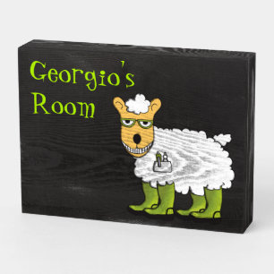 George the Sheep Kid's Room Wooden Box Sign