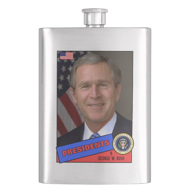 George W. Bush Baseball Card Flask (Front)