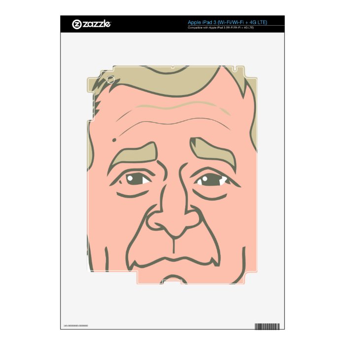 George W. Bush Cartoon Face Decal For iPad 3