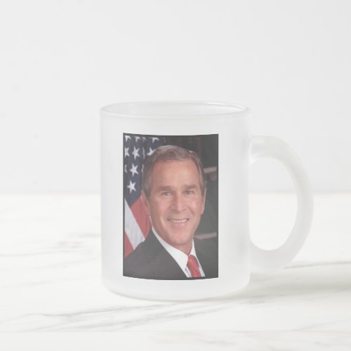 George W Bush Frosted Glass Coffee Mug
