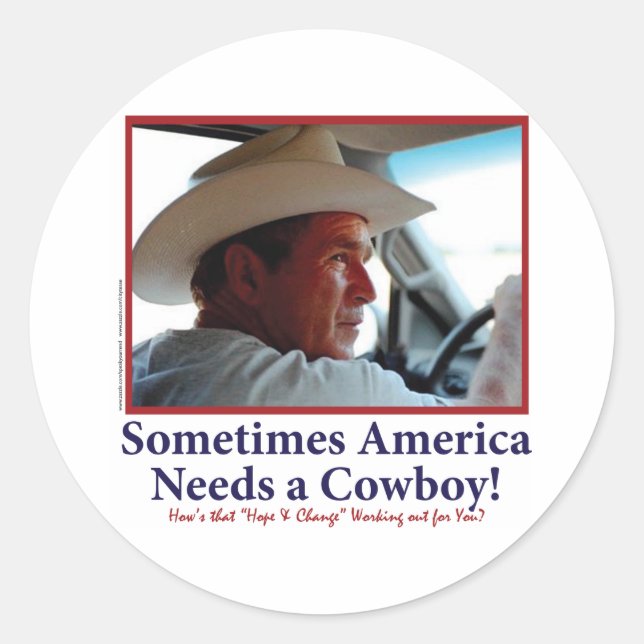 George W Bush in Cowboy Hat Classic Round Sticker (Front)