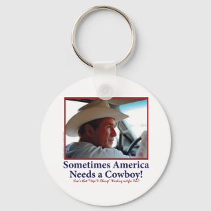 George W Bush in Cowboy Hat Keychain