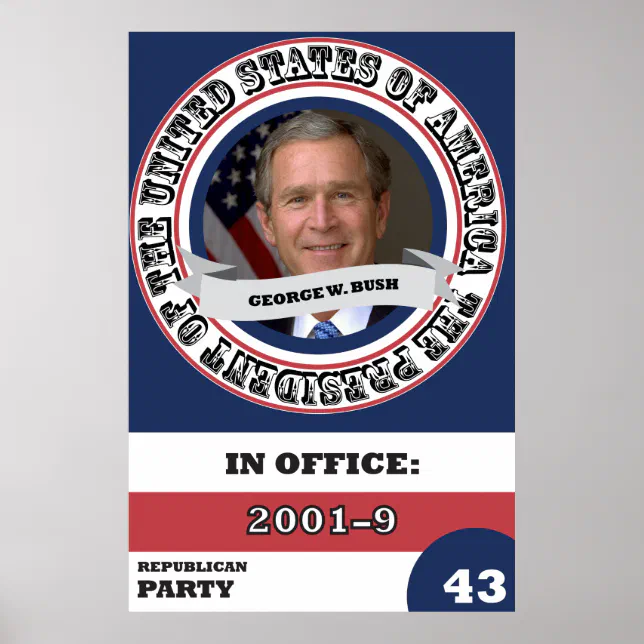 George W. Bush Presidential History Retro Poster | Zazzle