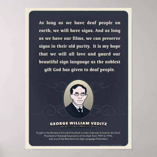 George W Veditz quote An ASL classroom poster Poster