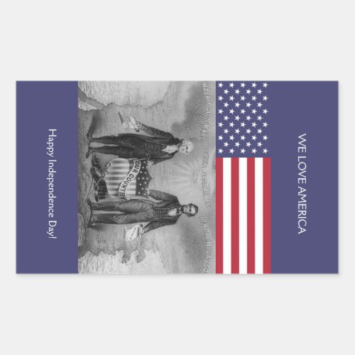 George Washington Abraham Lincoln American Flag Rectangular Sticker