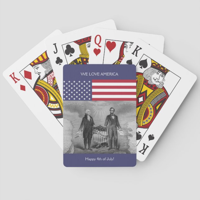George Washington Abraham Lincoln American Flag US Poker Cards (Back)