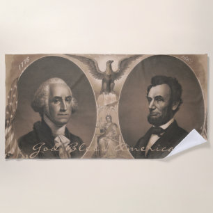 George Washington Abraham Lincoln Eagle Patriotic Beach Towel