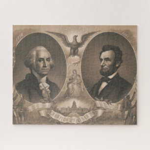 George Washington Abraham Lincoln Eagle Patriotic Jigsaw Puzzle