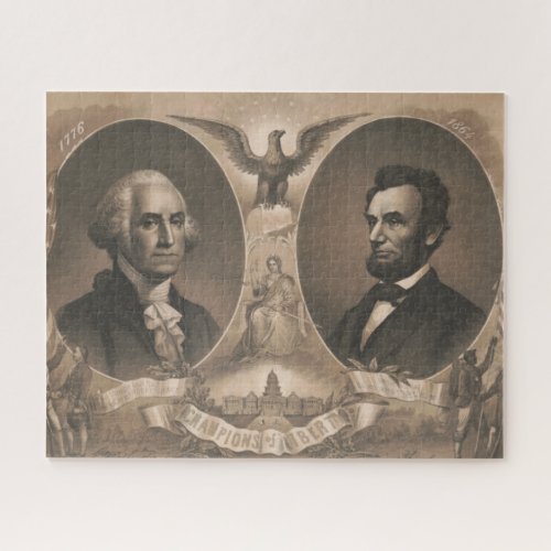 George Washington Abraham Lincoln Eagle Patriotic  Jigsaw Puzzle