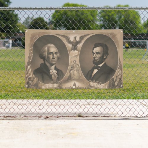 George Washington Abraham Lincoln Eagle US Vintage Banner