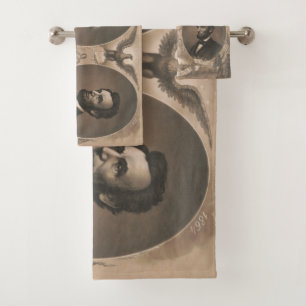 George Washington Abraham Lincoln Eagle US Vintage Bath Towel Set