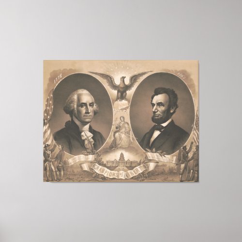 George Washington Abraham Lincoln Eagle US Vintage Canvas Print