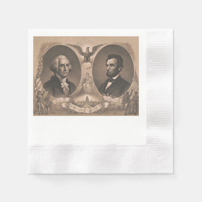 George Washington and Abraham Lincoln Portrait Paper Napkins (Front)